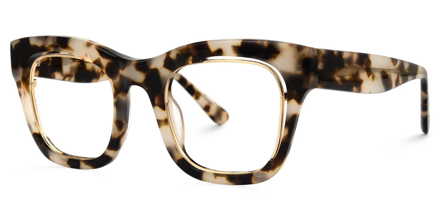 Adeben - Rectangle Tortoise Eyeglasses | Vooglam Front View