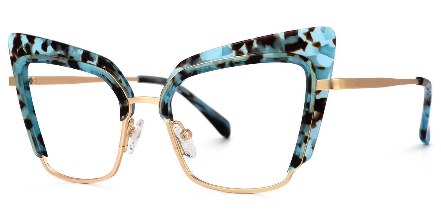 Adeline - Cat Eye Blue/Tortoise Eyeglasses | Vooglam Front View