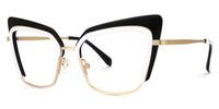 Adeline - Cat Eye Black/White Eyeglasses | Vooglam Front View