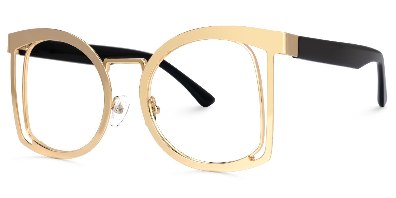 Adelita - Square Gold Eyeglasses | Vooglam Front View