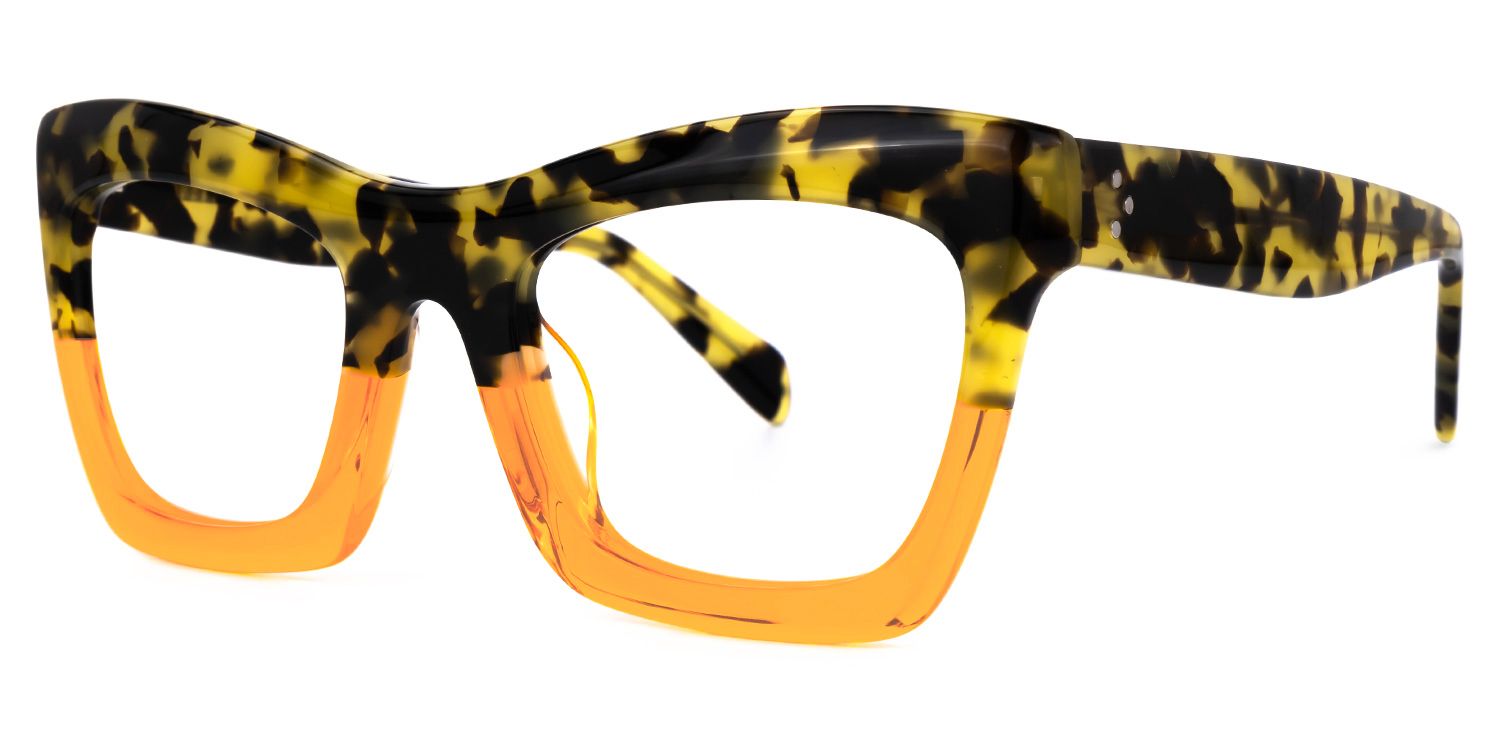 Sienna - Bold Tortoise & Yellow Rectangle Frames | Vooglam Front View