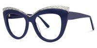 Adelle - Cat Eye Blue Eyeglasses | Vooglam Front View