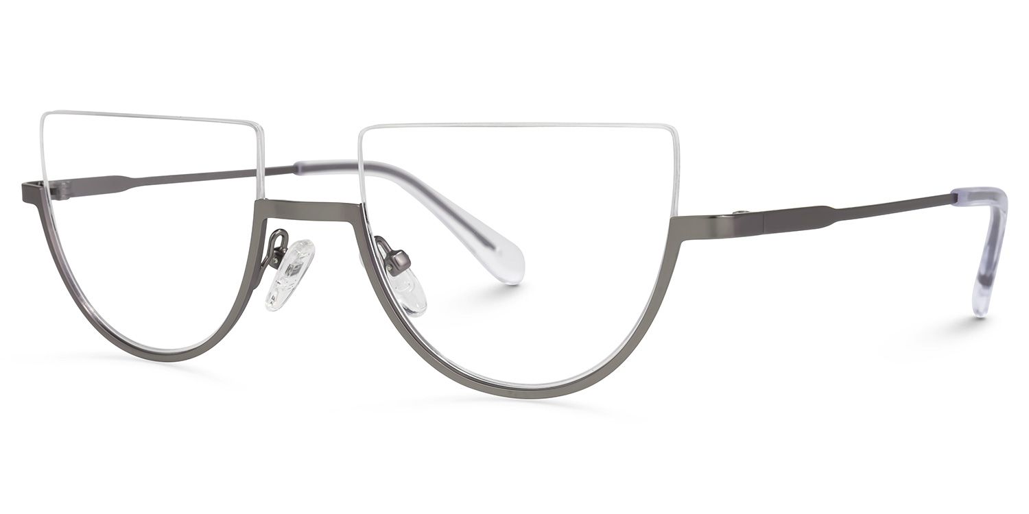 Migdalia - Geometric Grey Eyeglasses | Vooglam Front View