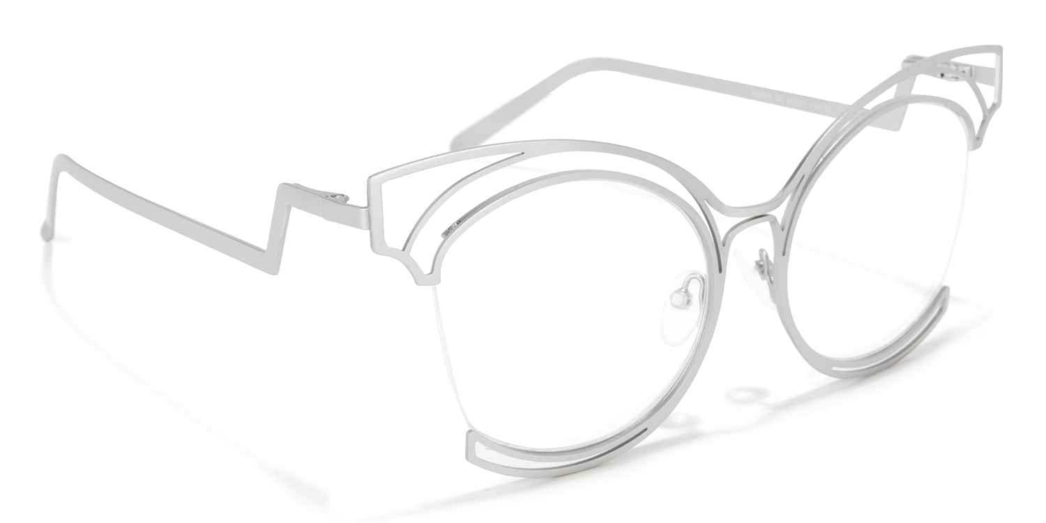 Maggie - Cat Eye Silver Eyeglasses | Vooglam 5