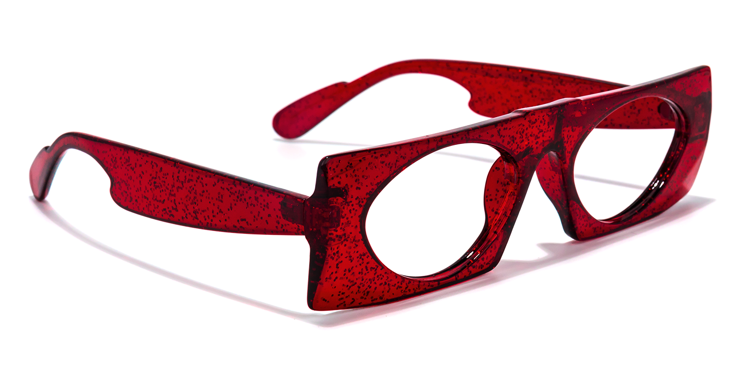 Rectangle Red Eyeglasses by Vooglam.com - Product View 5