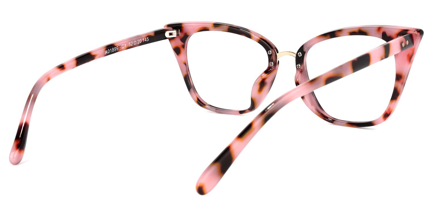 Tacita - Pink Tortoiseshell Cat-Eye Glasses Boho Flair | Vooglam Side View