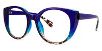 Tiesha - Round Blue Eyeglasses - 2