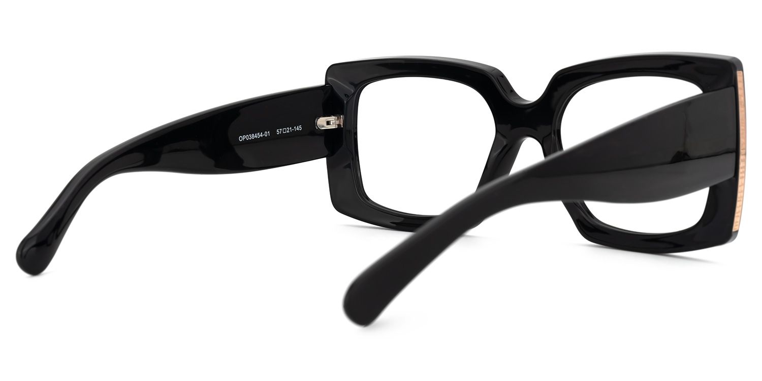 Borislav - Oversized Black Rectangle Glasses | Vooglam Side View