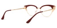 Portia - Wine/Red Crystal Browline Glasses | Vooglam Side View