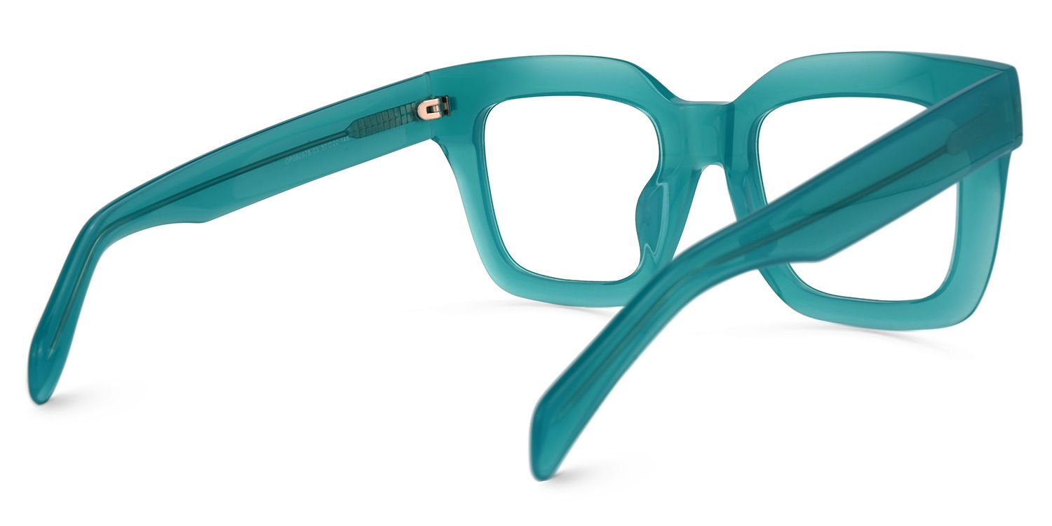 Square Green Eyeglasses | Vooglam.com Side View