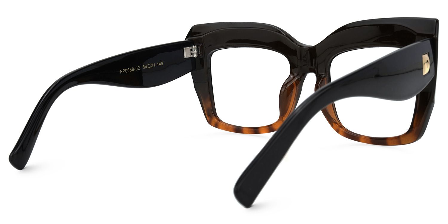 Cassandra - Bold Square Tortoise Black Eyeglasses | Vooglam Side View
