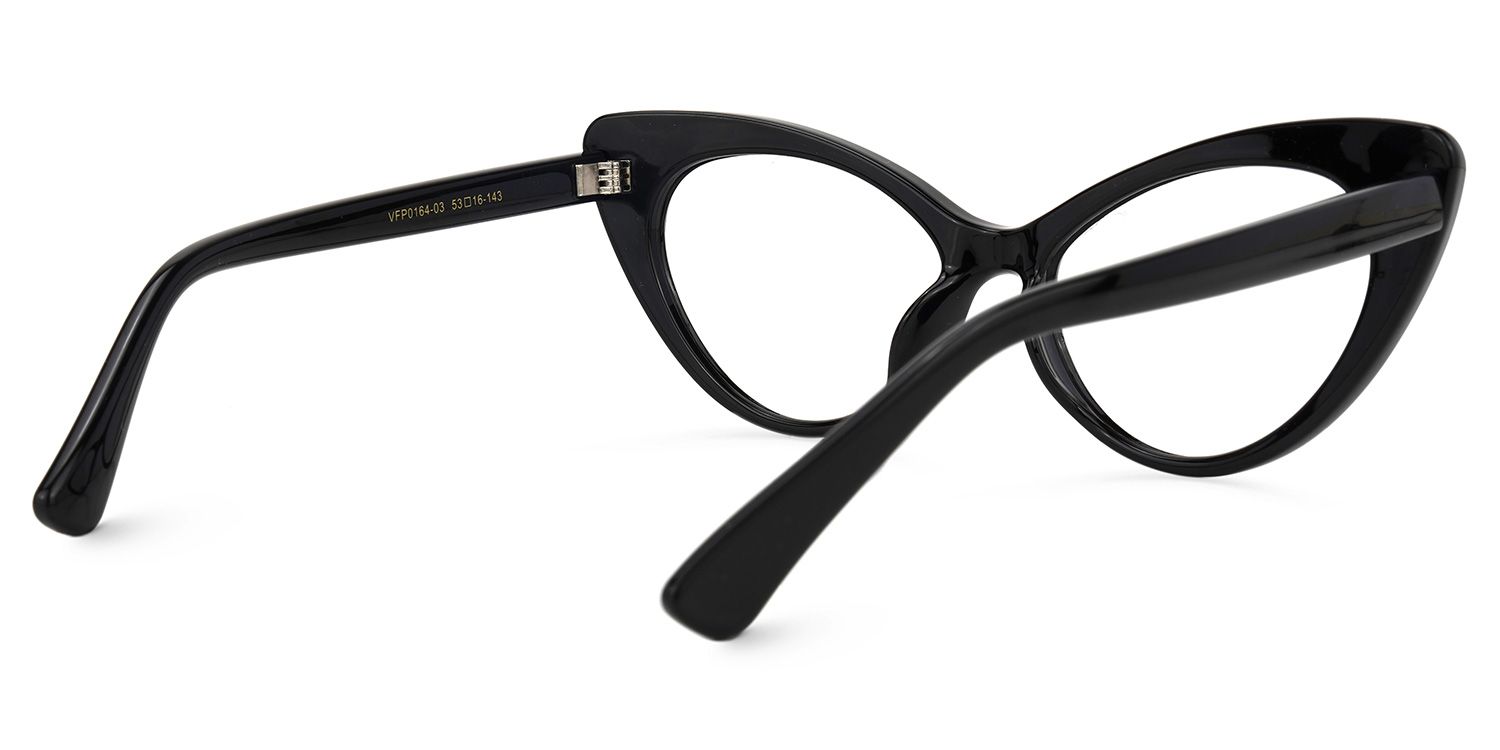 Emmie - Black Rhinestone Designed Cat Eye Glasses | Vooglam Side View