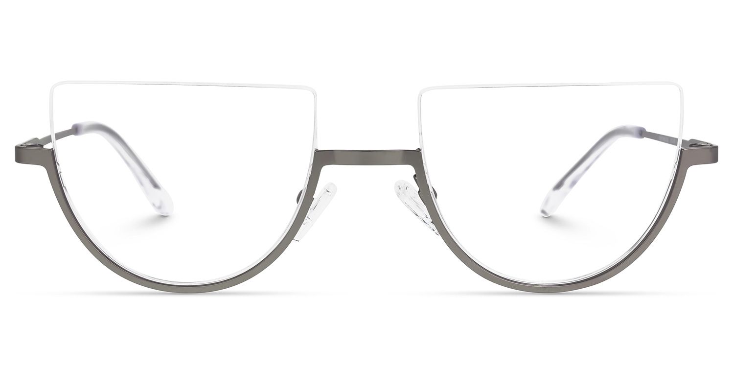 Migdalia - Geometric Grey Eyeglasses | Vooglam Angle View