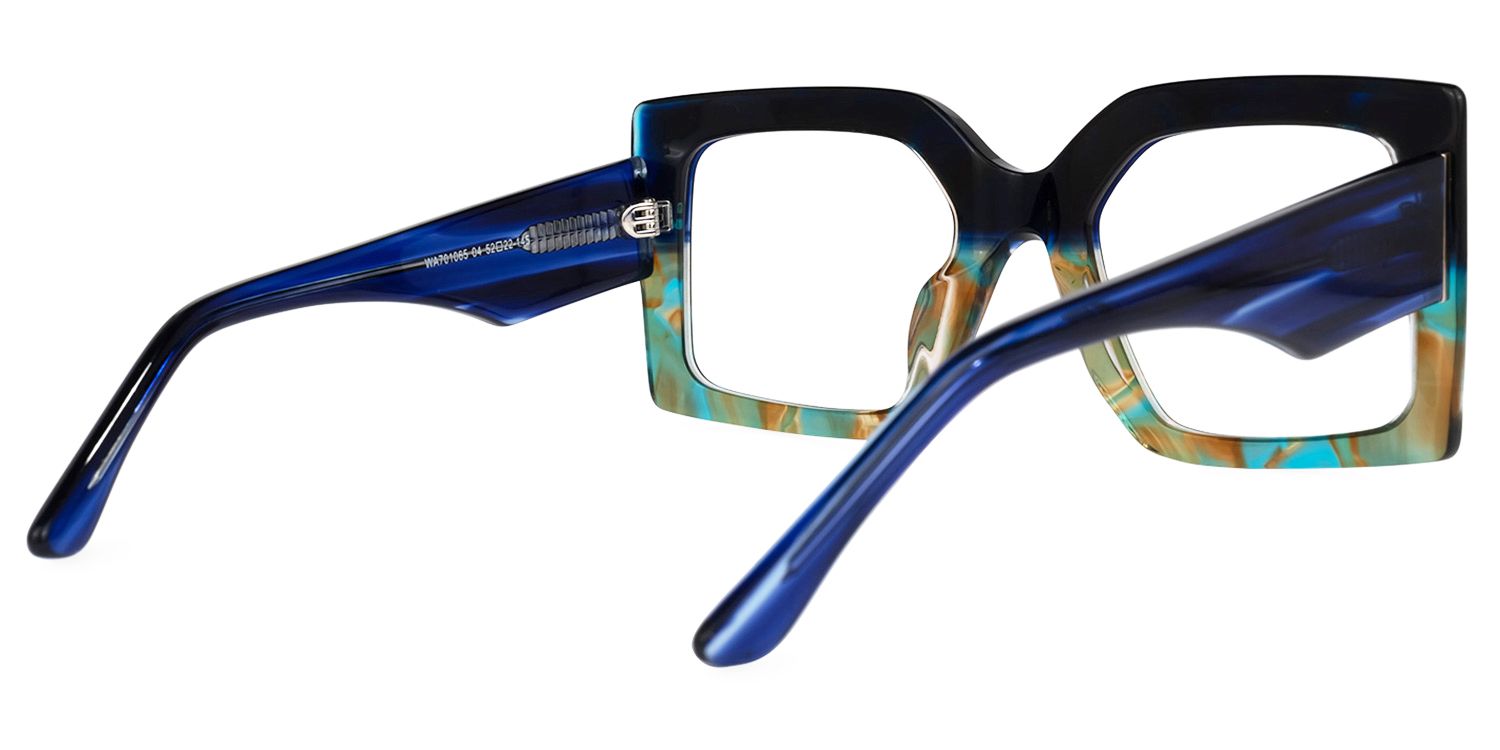 Claudia - Square Blue Eyeglasses | Vooglam Side View