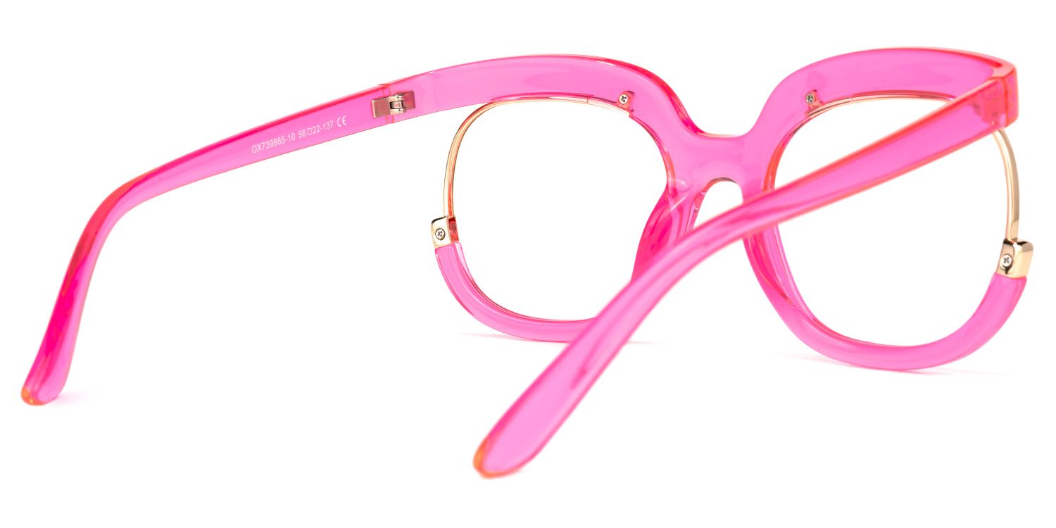 Fredia - Square Bright/Pink Eyeglasses | Vooglam Side View