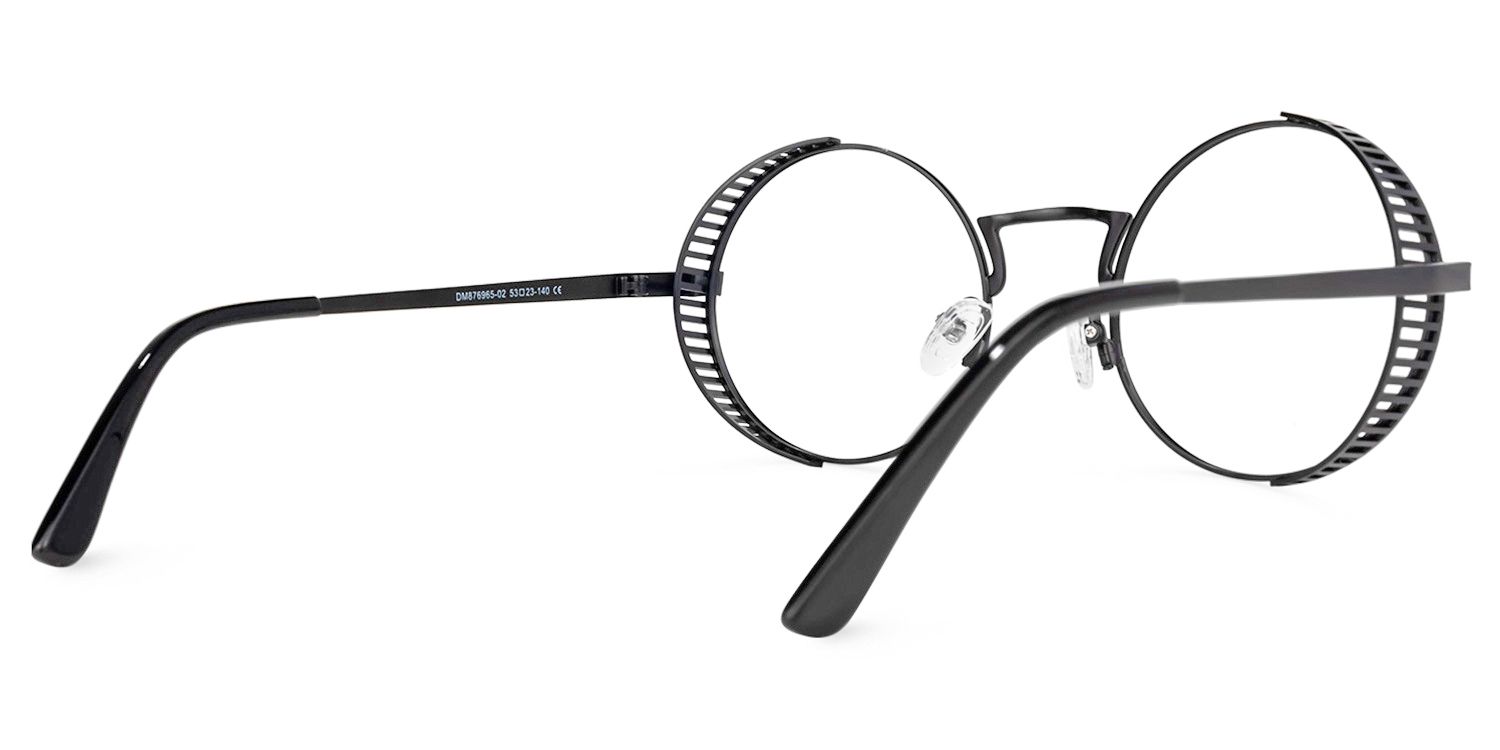 Rojas - Round Black Eyeglasses | Vooglam Side View
