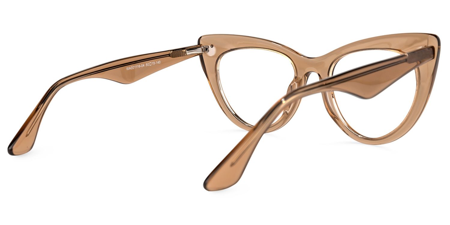 Akua - Cat Eye Brown Eyeglasses by Vooglam - Side View