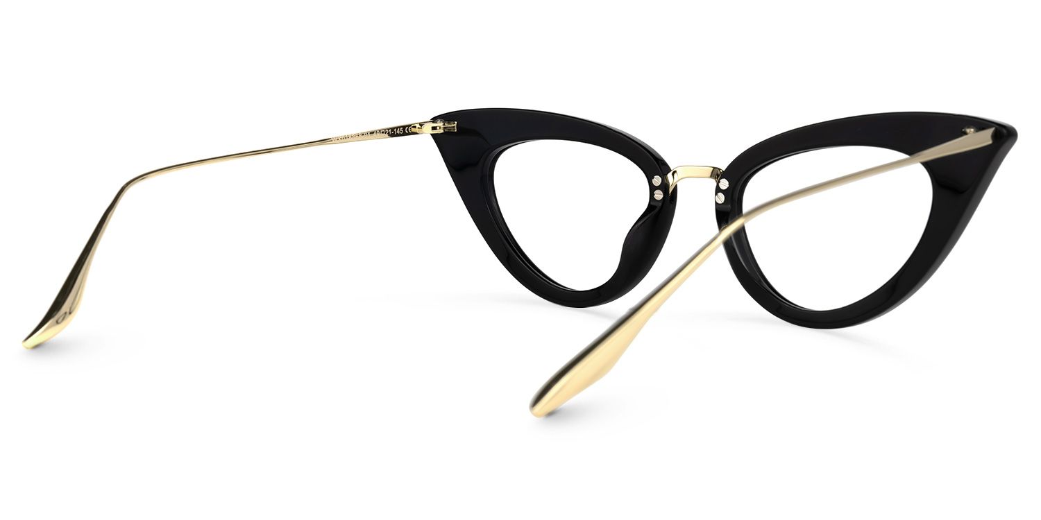 Maddie - Cat Eye Black Eyeglasses | Vooglam Side View