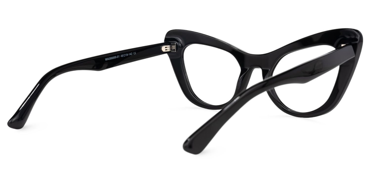 Bratton - Cat Eye Black Eyeglasses | Vooglam Side View