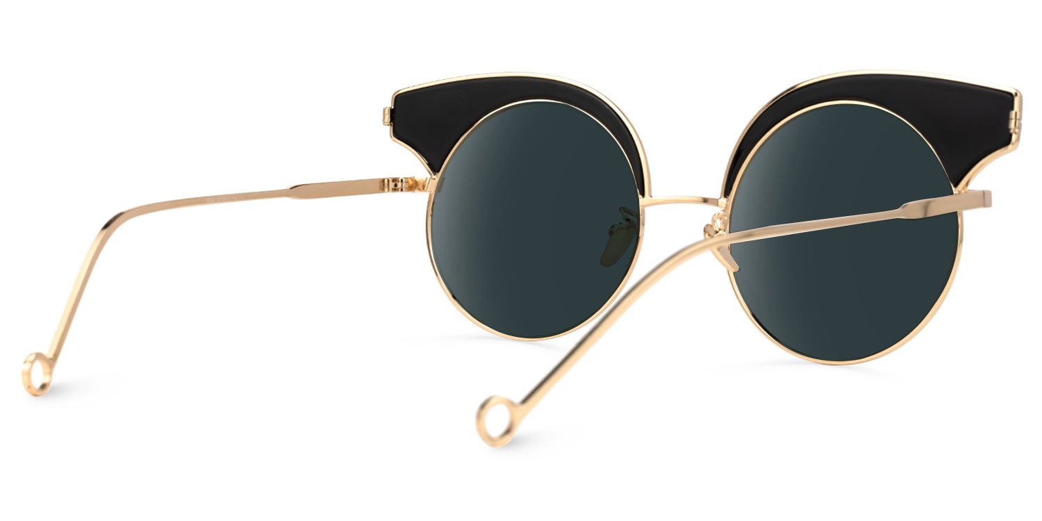 Santiago - Round Black Sunglasse | Vooglam Side View
