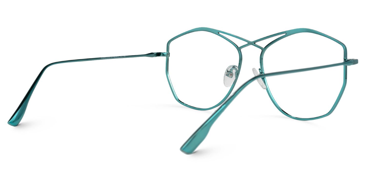 Hicks - Geometric Blue Eyeglasses | Vooglam Side View