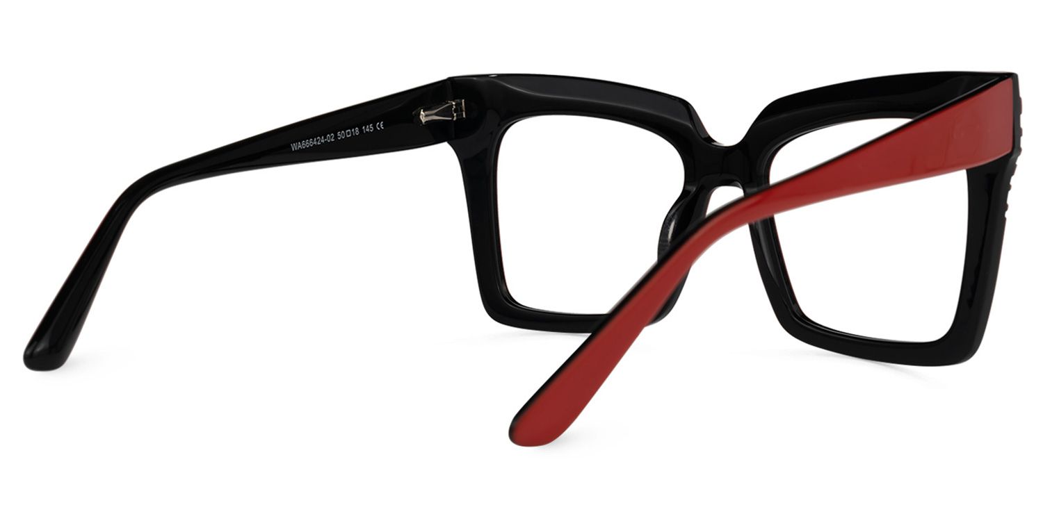 Yamizka - Square Red Eyeglasses | Vooglam Side View