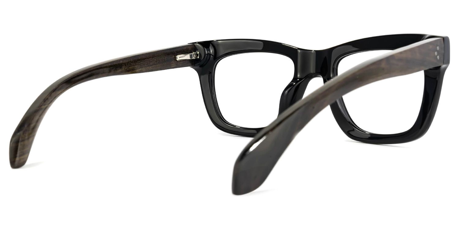 Abishag - Rectangle Black Eyeglasses | Vooglam Side View