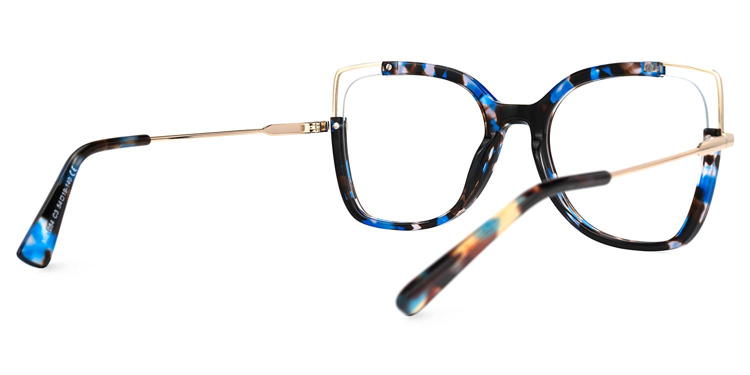 Nunes - Square Blue/Black Eyeglasses | Vooglam Side View