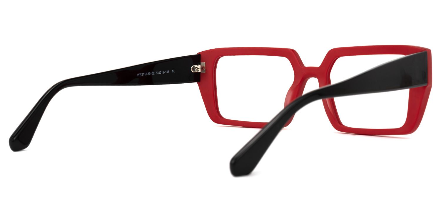 Aponte - Rectangle Red Eyeglasses | Vooglam Side View