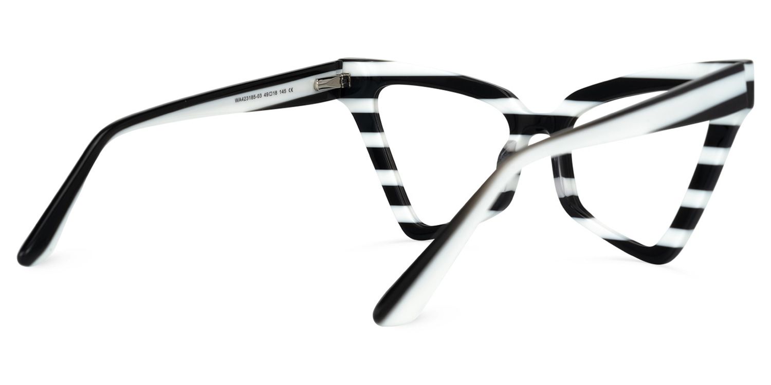 Raphael - Butterfly White/Black Pattern Eyeglasses by Vooglam - Side View