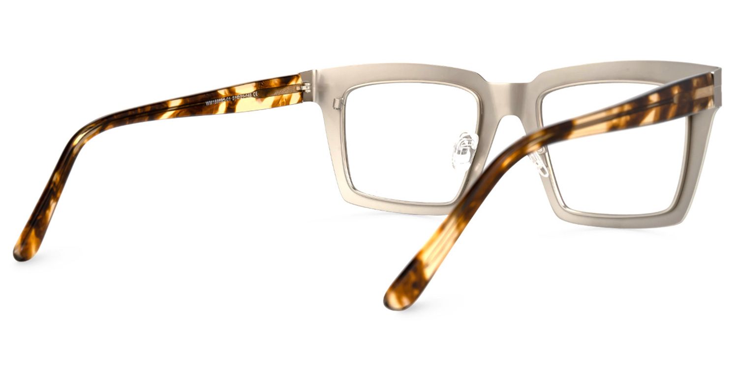 Arnal - Rectangle Silver Eyeglasses by Vooglam - Side View