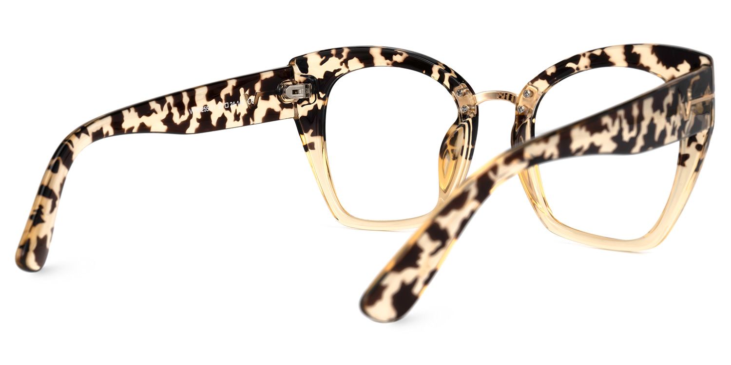 Paulina - Square Light Tortoiseshell Designer Glasses │ Vooglam Side View