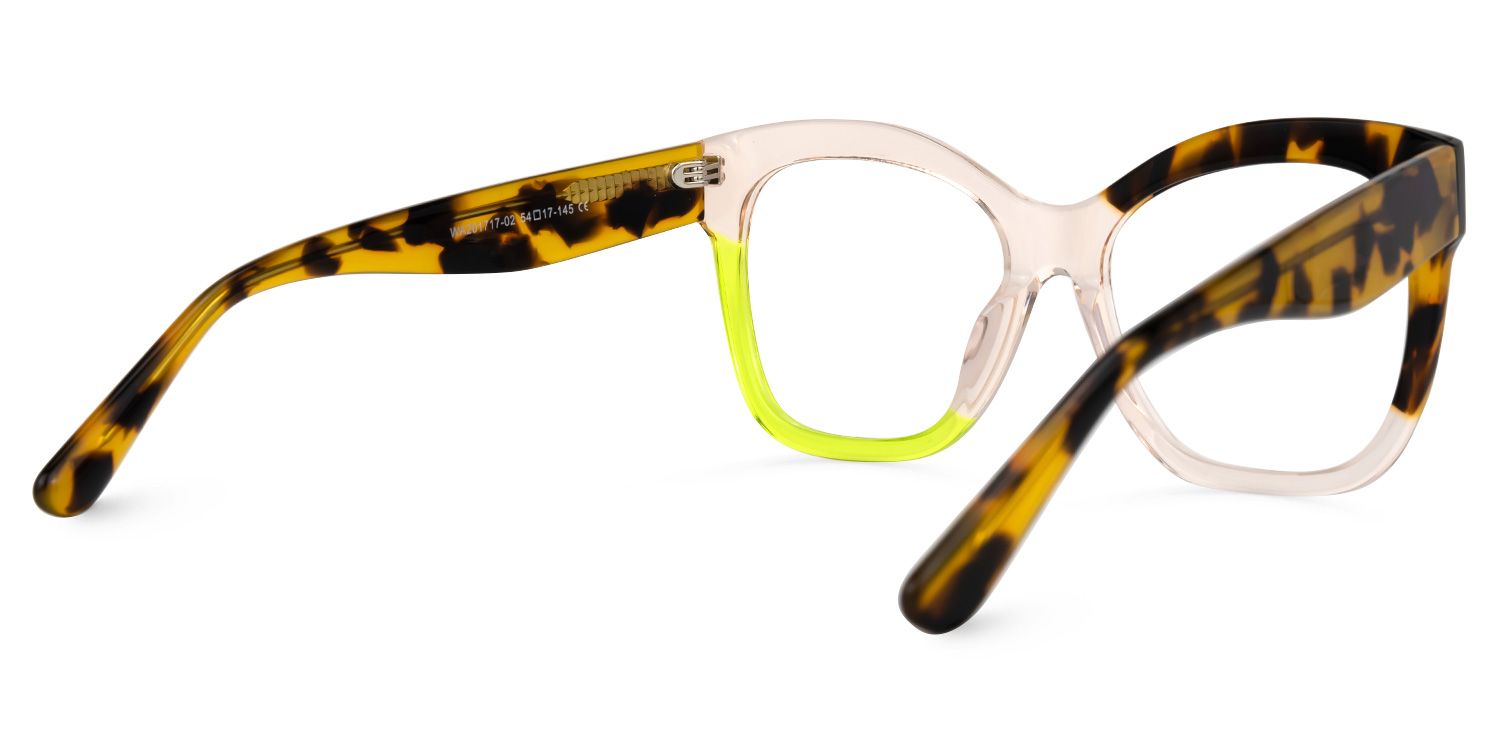 Ronaldo - Tortoise Shell Glasses with Bold Neon Accent by Vooglam - Side View