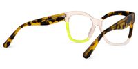 Ronaldo - Tortoise Shell Glasses with Bold Neon Accent | Vooglam Side View