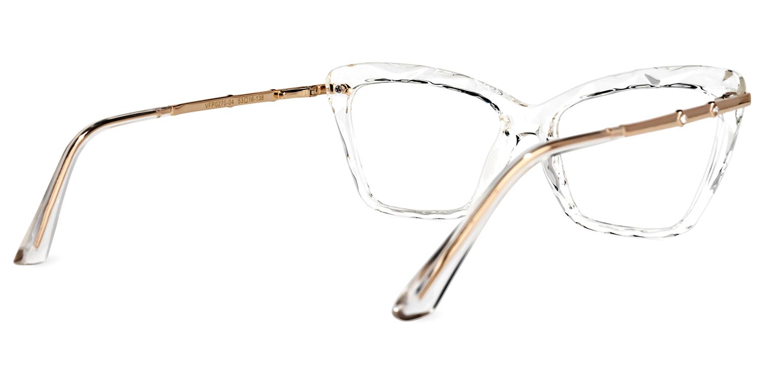 Annie - Clear Rectangle Crystal Frame Eyeglasses | Vooglam Side View