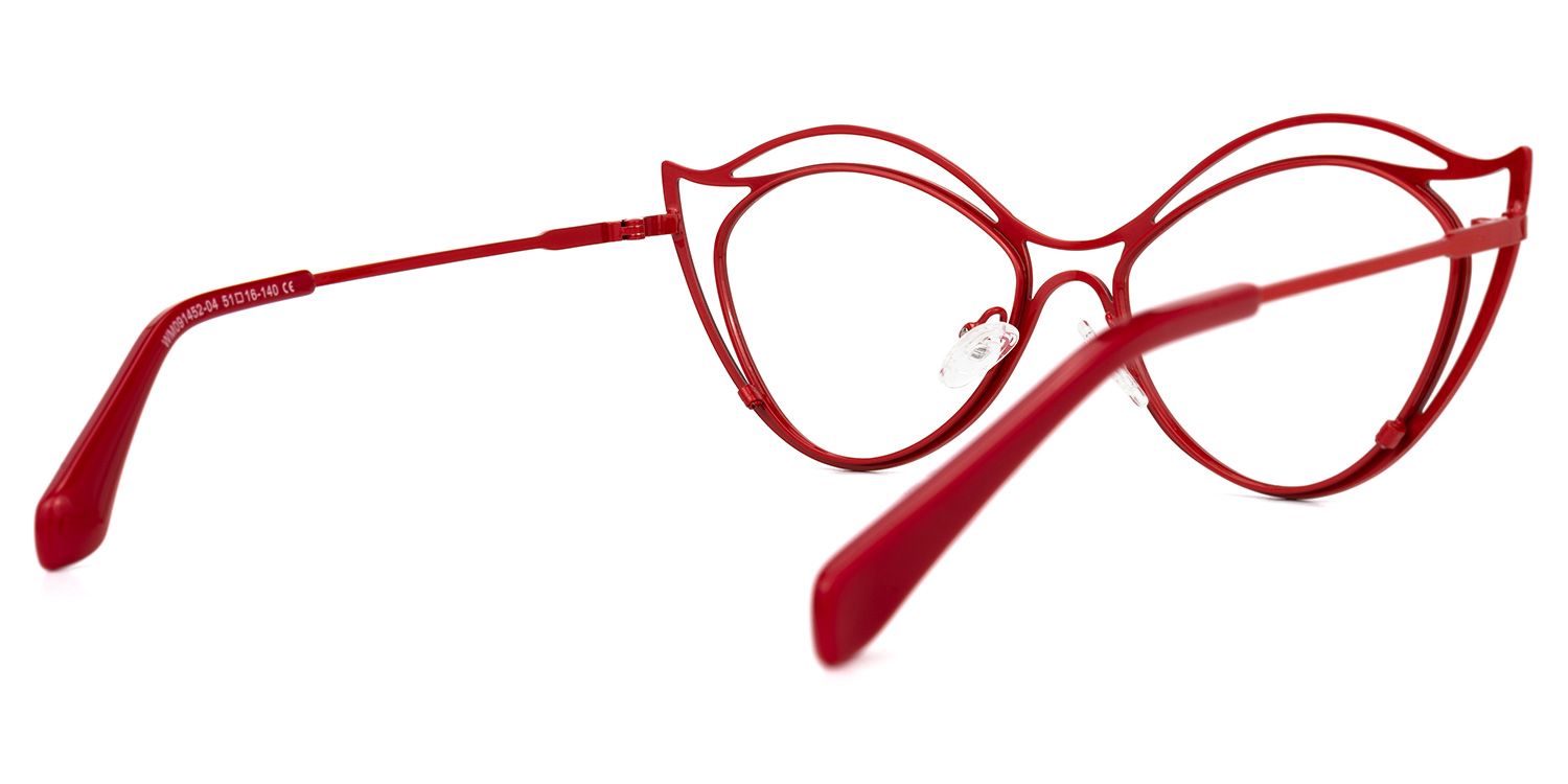 Hilleary - Geometric Red Eyeglasses | Vooglam Side View