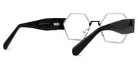 Lizzy - Geometric Silver Eyeglasses | Vooglam Side View