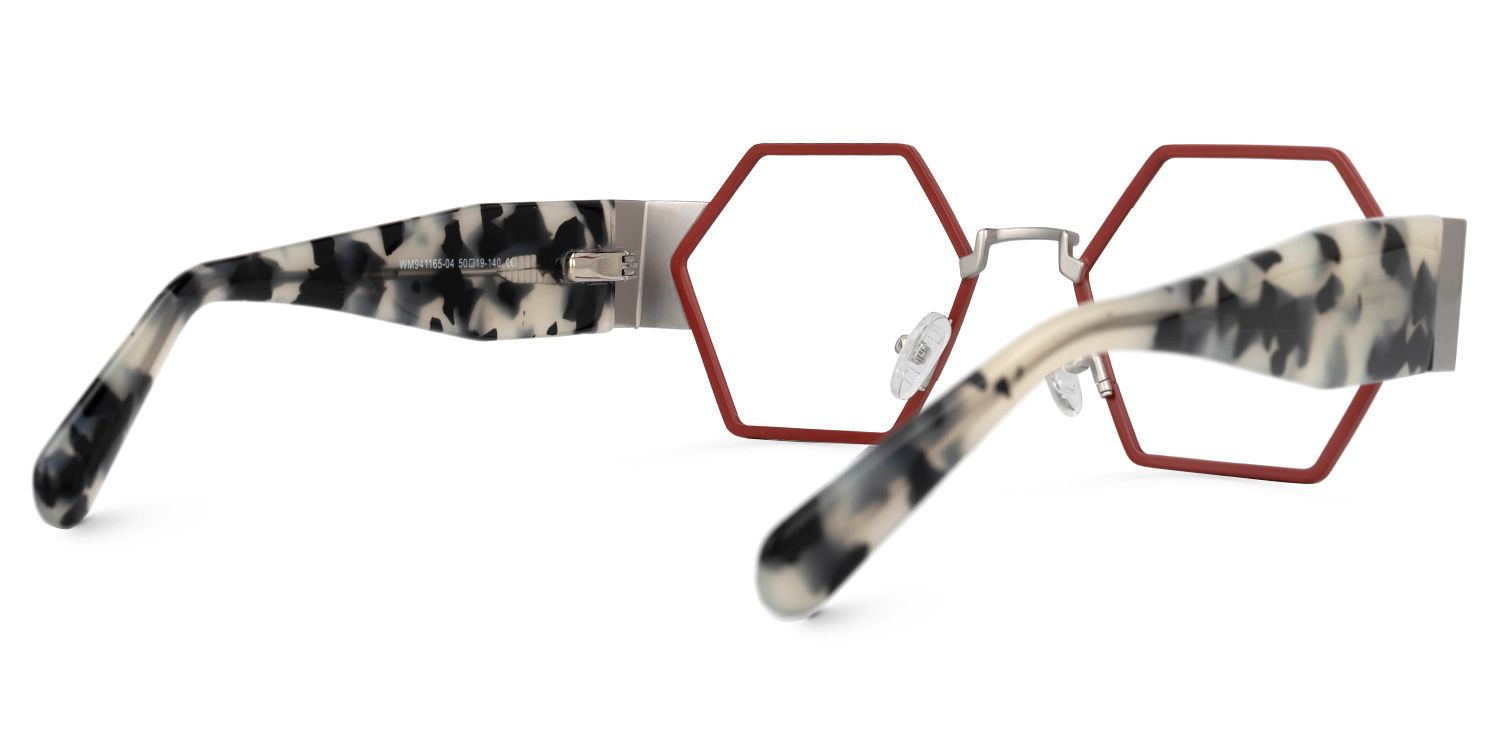 Lizzy - Geometric Red Eyeglasses by Vooglam - Side View