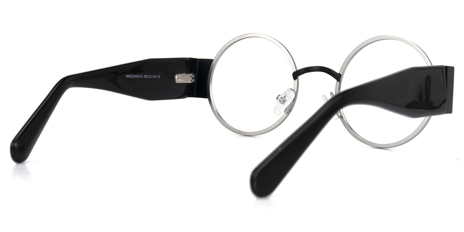 Ceballos - Round Silver Eyeglasses | Vooglam Side View