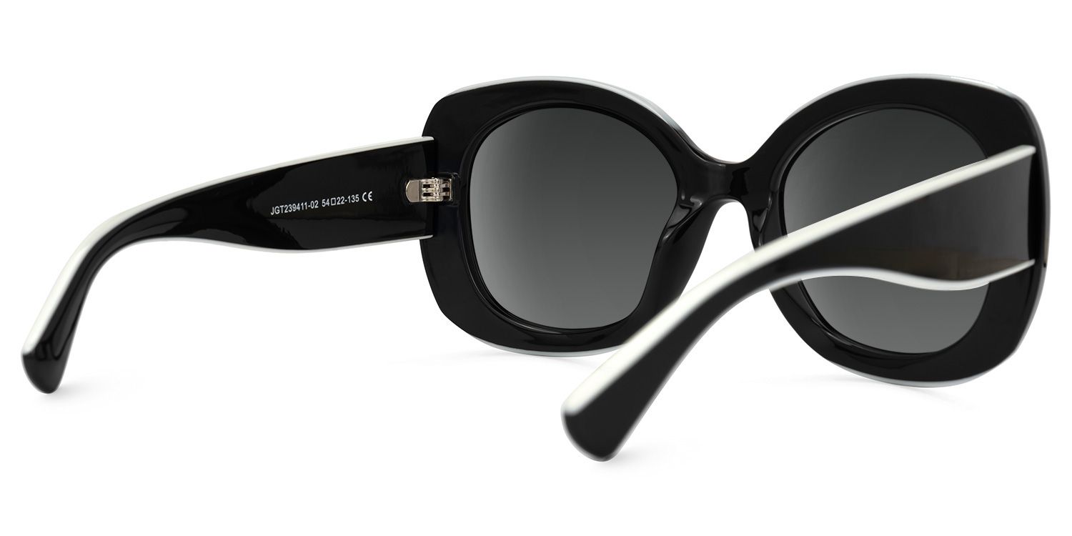 Luigina - Round Black Sunglasses | Vooglam Side View