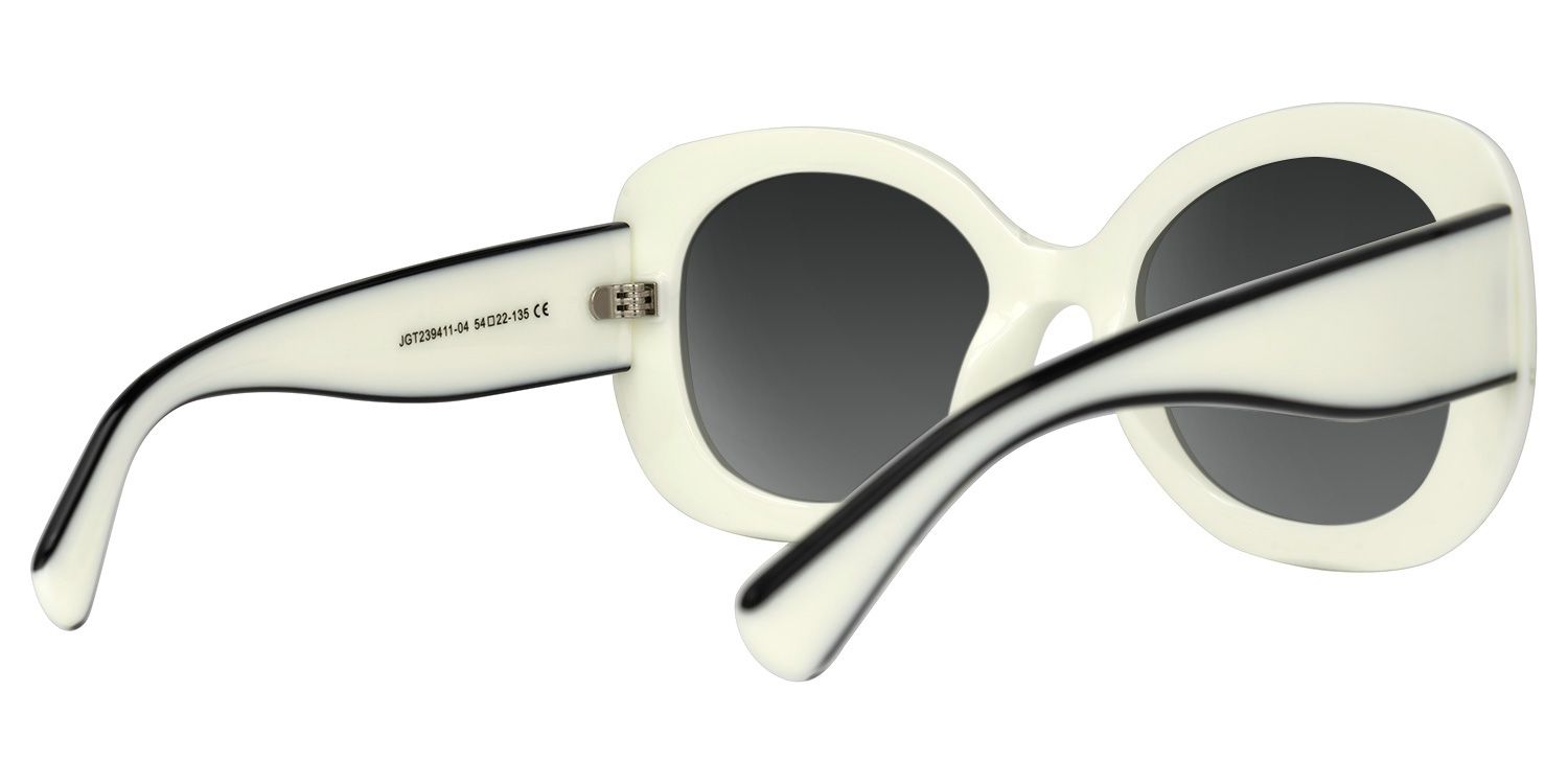 Luigina - Round White Sunglasses by Vooglam - Side View