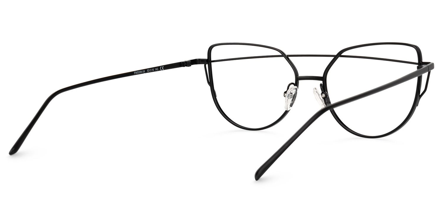 Selina - Aviator Black Eyeglasses | Vooglam Side View