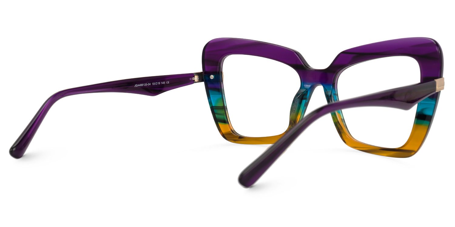 Nadda - Square Multicolor Eyeglasses by Vooglam - Side View