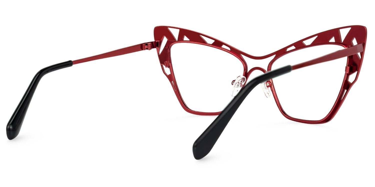 Aali - Cat Eye Red Eyeglasses | Vooglam Side View
