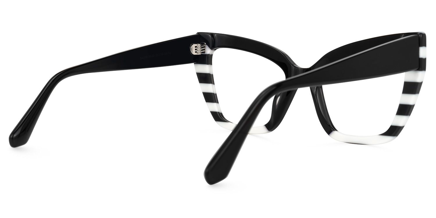 Abby - Cat Eye Black/White Eyeglasses | Vooglam Side View