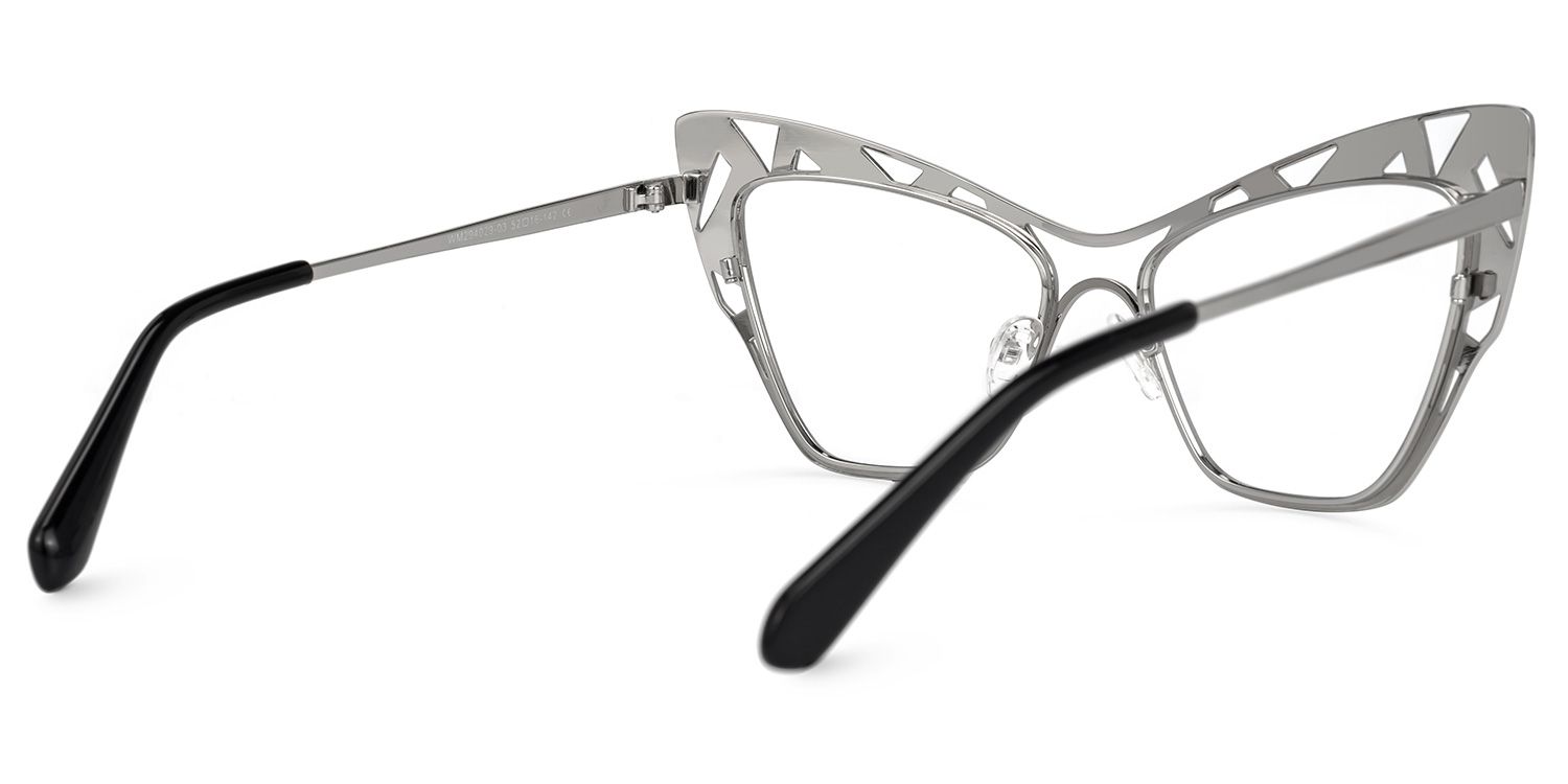 Aali - Cat Eye Grey Eyeglasses | Vooglam Side View