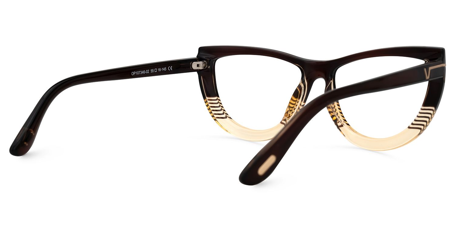 Rhea - Retro Brown Ombre Eyeglasses Tan Fade | Vooglam Side View