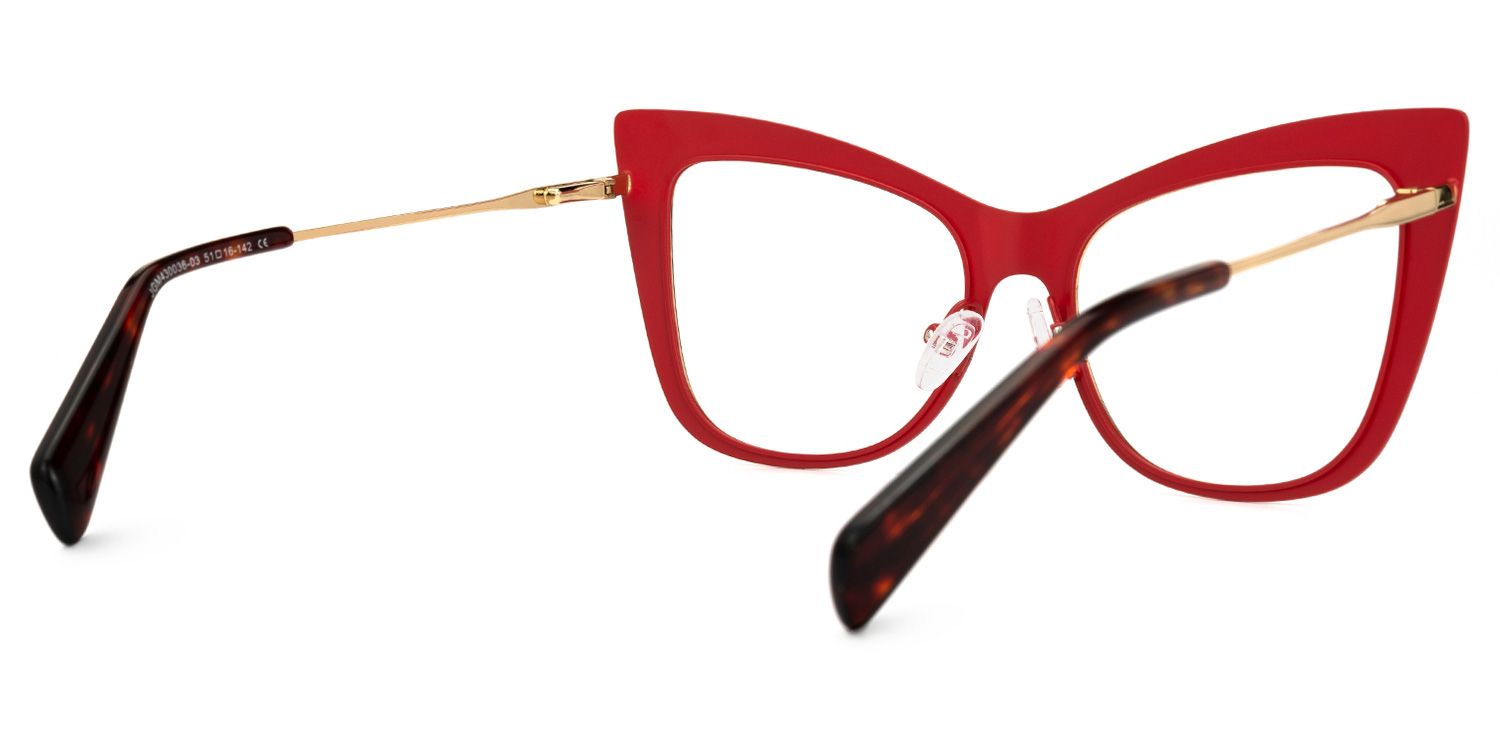 Abiba - Cat Eye Red Eyeglasses | Vooglam Side View
