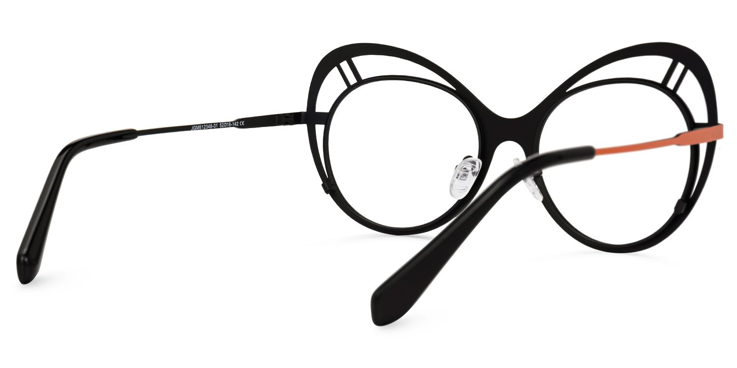 Abiyram - Cat Eye Black/Orange Eyeglasses | Vooglam Side View