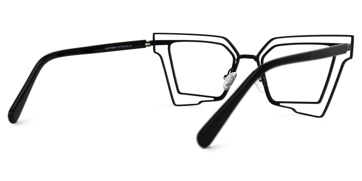 Achava - Geometric Black Eyeglasses by Vooglam - Side View